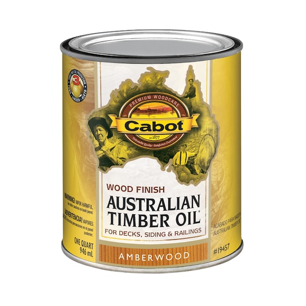 Cabot Australian Timber Oil Low VOC Transparent Amberwood Oil-Based Australian Timber Oil 1 qt 140.0019457.005 - main